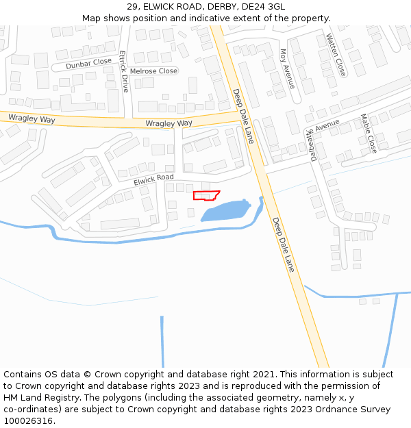 29, ELWICK ROAD, DERBY, DE24 3GL: Location map and indicative extent of plot