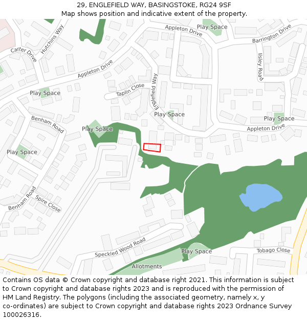 29, ENGLEFIELD WAY, BASINGSTOKE, RG24 9SF: Location map and indicative extent of plot