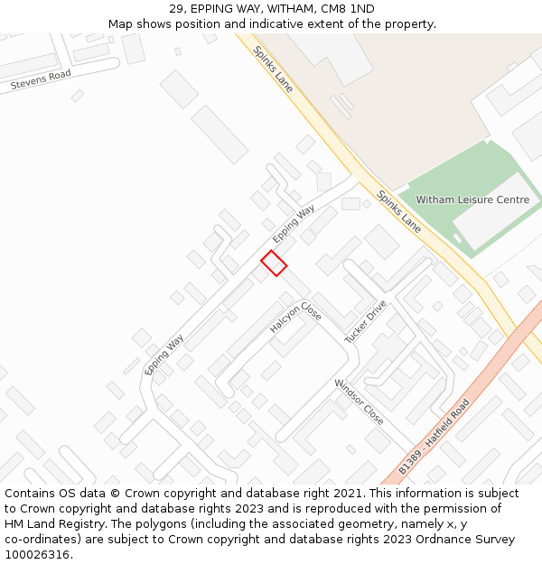 29, EPPING WAY, WITHAM, CM8 1ND: Location map and indicative extent of plot