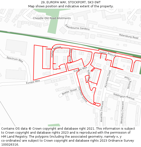 29, EUROPA WAY, STOCKPORT, SK3 0WT: Location map and indicative extent of plot