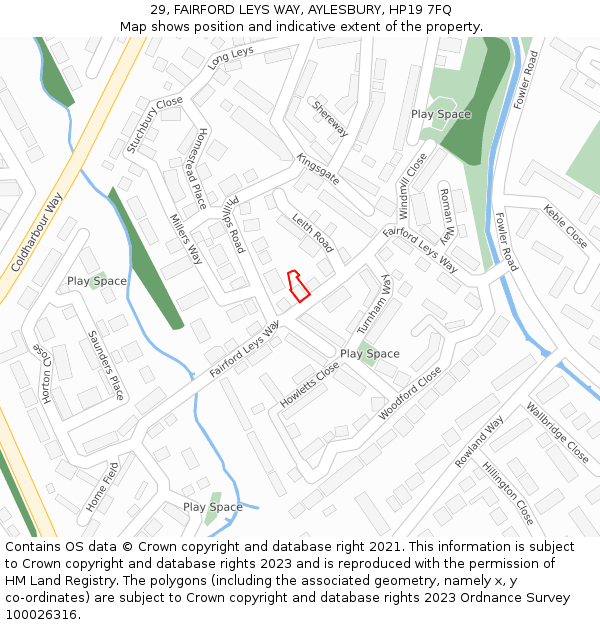 29, FAIRFORD LEYS WAY, AYLESBURY, HP19 7FQ: Location map and indicative extent of plot