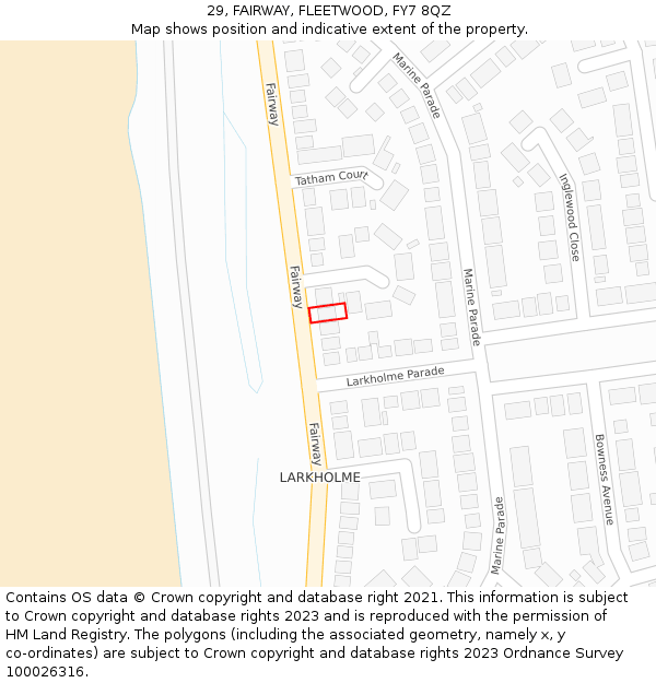 29, FAIRWAY, FLEETWOOD, FY7 8QZ: Location map and indicative extent of plot