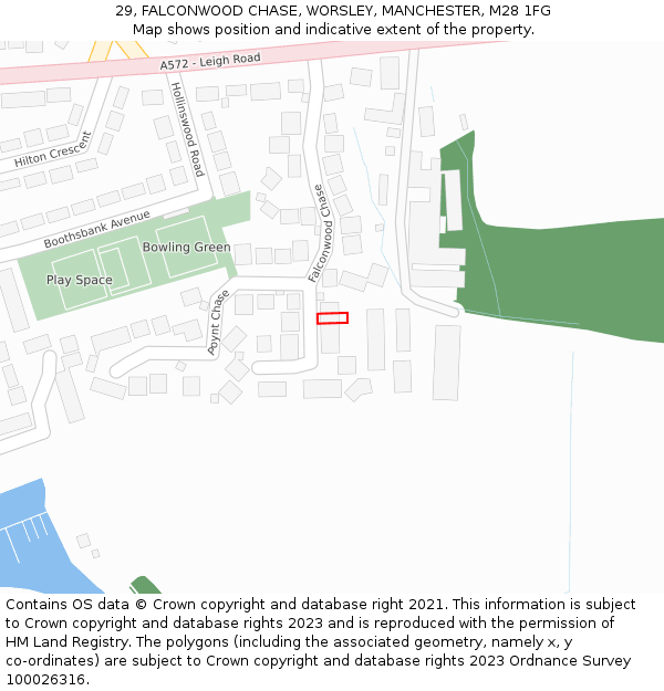 29, FALCONWOOD CHASE, WORSLEY, MANCHESTER, M28 1FG: Location map and indicative extent of plot