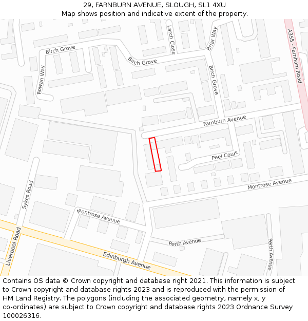 29, FARNBURN AVENUE, SLOUGH, SL1 4XU: Location map and indicative extent of plot