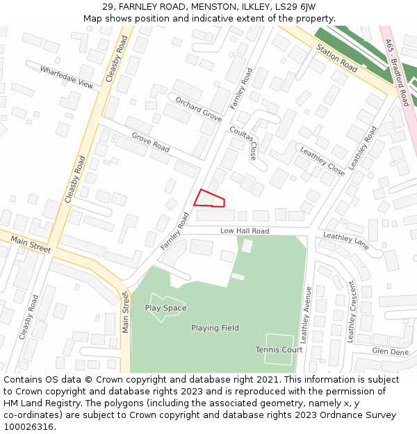 29, FARNLEY ROAD, MENSTON, ILKLEY, LS29 6JW: Location map and indicative extent of plot