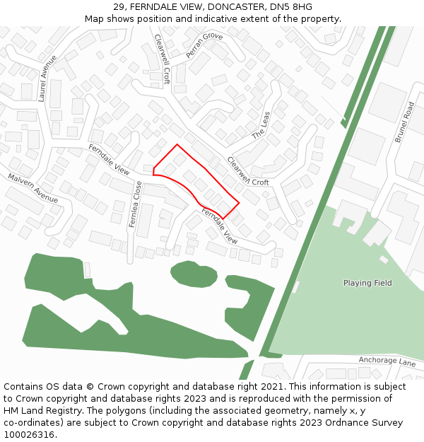 29, FERNDALE VIEW, DONCASTER, DN5 8HG: Location map and indicative extent of plot