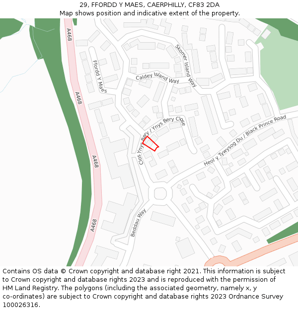 29, FFORDD Y MAES, CAERPHILLY, CF83 2DA: Location map and indicative extent of plot