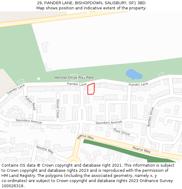 29, FIANDER LANE, BISHOPDOWN, SALISBURY, SP1 3BD: Location map and indicative extent of plot