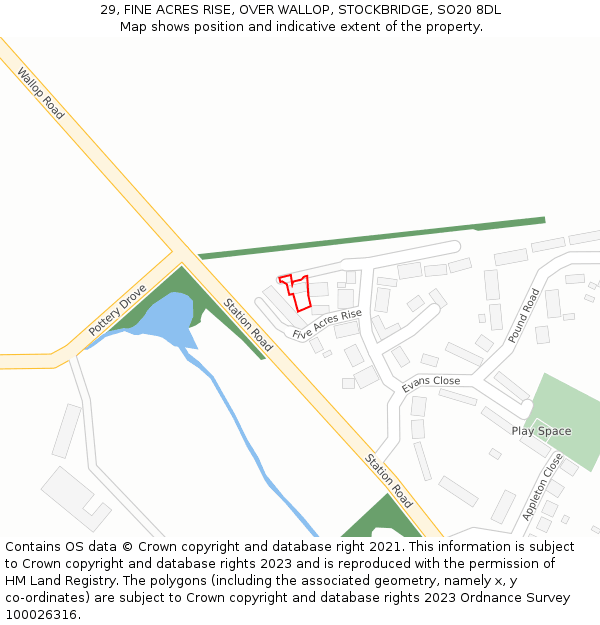 29, FINE ACRES RISE, OVER WALLOP, STOCKBRIDGE, SO20 8DL: Location map and indicative extent of plot