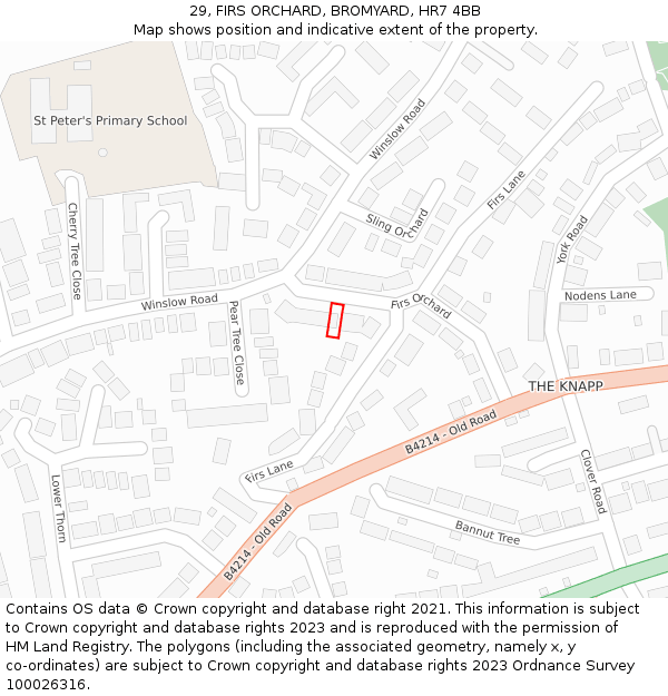 29, FIRS ORCHARD, BROMYARD, HR7 4BB: Location map and indicative extent of plot