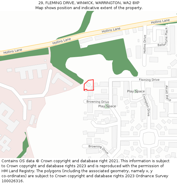 29, FLEMING DRIVE, WINWICK, WARRINGTON, WA2 8XP: Location map and indicative extent of plot