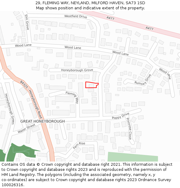 29, FLEMING WAY, NEYLAND, MILFORD HAVEN, SA73 1SD: Location map and indicative extent of plot