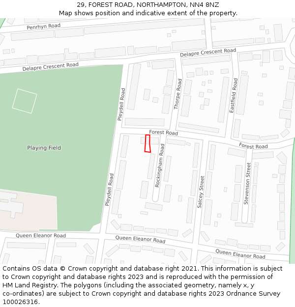 29, FOREST ROAD, NORTHAMPTON, NN4 8NZ: Location map and indicative extent of plot