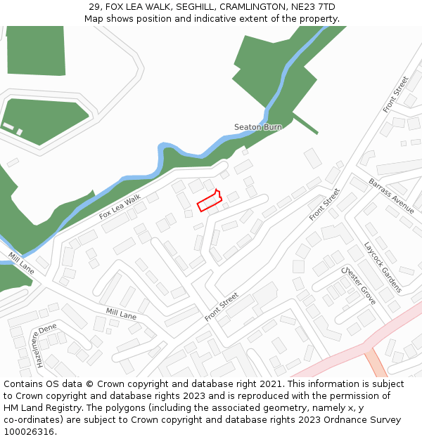 29, FOX LEA WALK, SEGHILL, CRAMLINGTON, NE23 7TD: Location map and indicative extent of plot