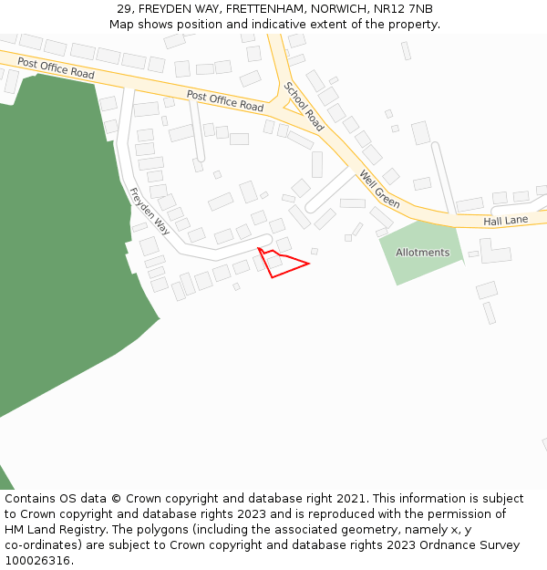 29, FREYDEN WAY, FRETTENHAM, NORWICH, NR12 7NB: Location map and indicative extent of plot