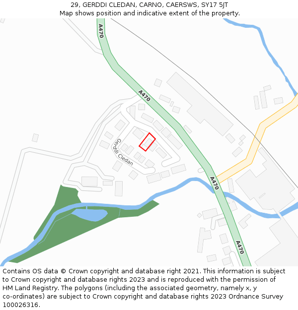 29, GERDDI CLEDAN, CARNO, CAERSWS, SY17 5JT: Location map and indicative extent of plot