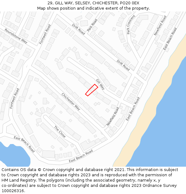 29, GILL WAY, SELSEY, CHICHESTER, PO20 0EX: Location map and indicative extent of plot