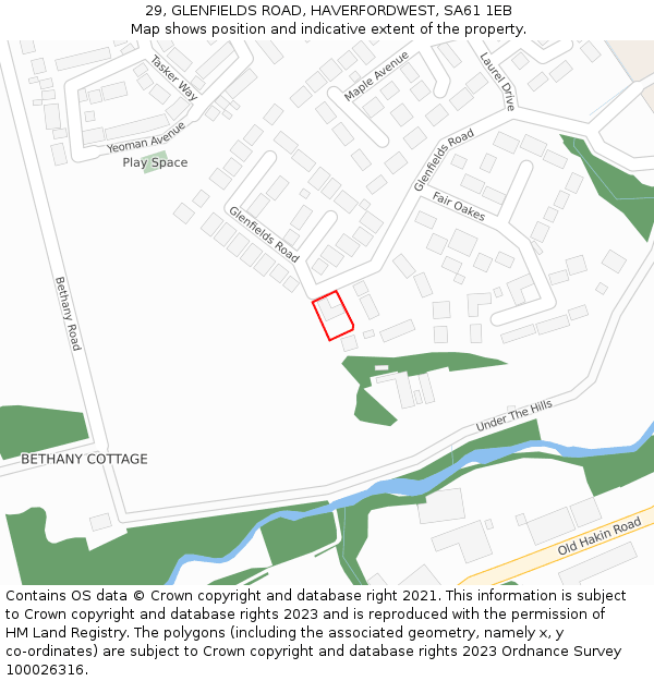 29, GLENFIELDS ROAD, HAVERFORDWEST, SA61 1EB: Location map and indicative extent of plot