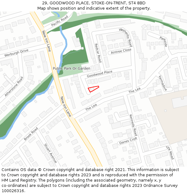 29, GOODWOOD PLACE, STOKE-ON-TRENT, ST4 8BD: Location map and indicative extent of plot