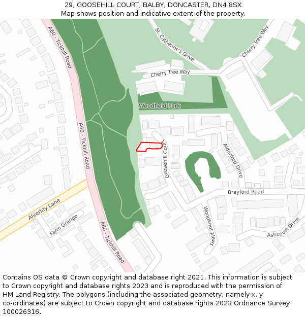 29, GOOSEHILL COURT, BALBY, DONCASTER, DN4 8SX: Location map and indicative extent of plot