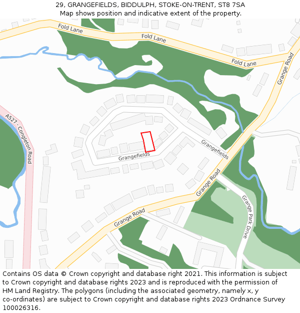 29, GRANGEFIELDS, BIDDULPH, STOKE-ON-TRENT, ST8 7SA: Location map and indicative extent of plot