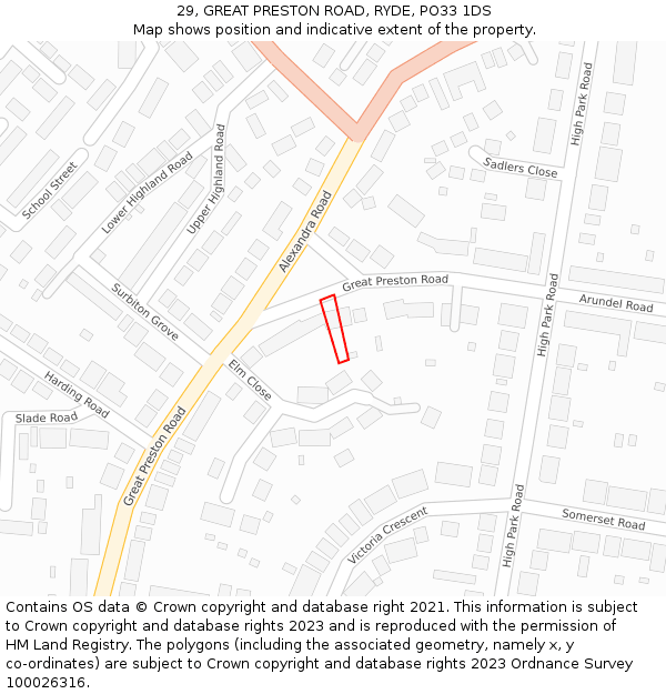 29, GREAT PRESTON ROAD, RYDE, PO33 1DS: Location map and indicative extent of plot