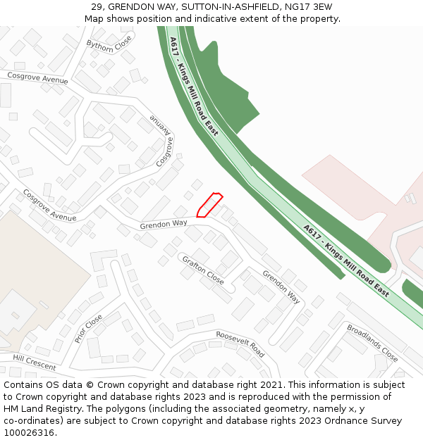 29, GRENDON WAY, SUTTON-IN-ASHFIELD, NG17 3EW: Location map and indicative extent of plot