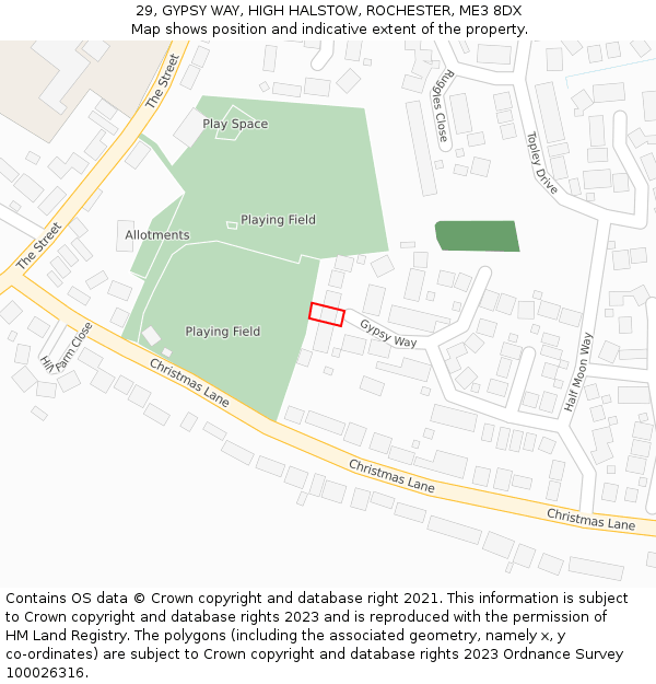 29, GYPSY WAY, HIGH HALSTOW, ROCHESTER, ME3 8DX: Location map and indicative extent of plot