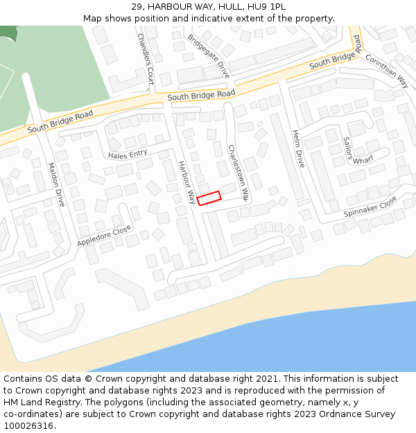 29, HARBOUR WAY, HULL, HU9 1PL: Location map and indicative extent of plot