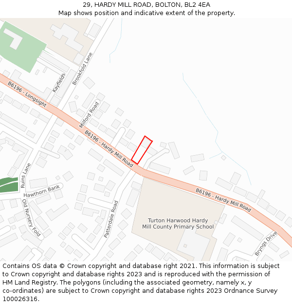 29, HARDY MILL ROAD, BOLTON, BL2 4EA: Location map and indicative extent of plot