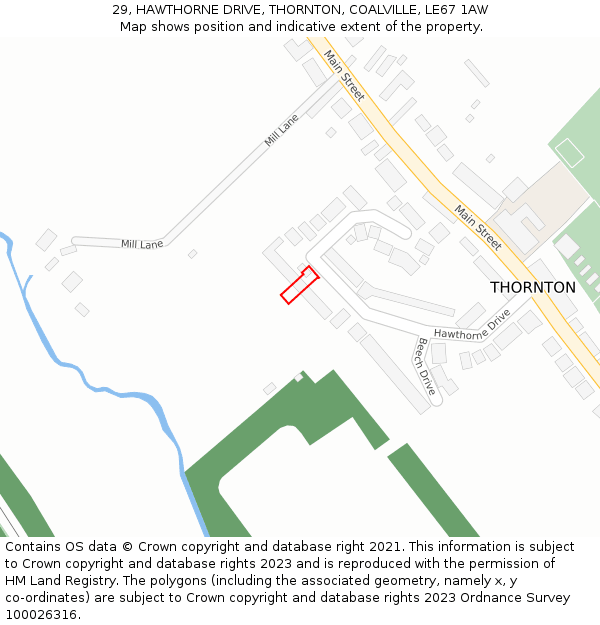 29, HAWTHORNE DRIVE, THORNTON, COALVILLE, LE67 1AW: Location map and indicative extent of plot