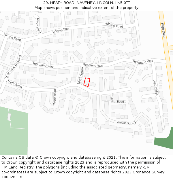 29, HEATH ROAD, NAVENBY, LINCOLN, LN5 0TT: Location map and indicative extent of plot