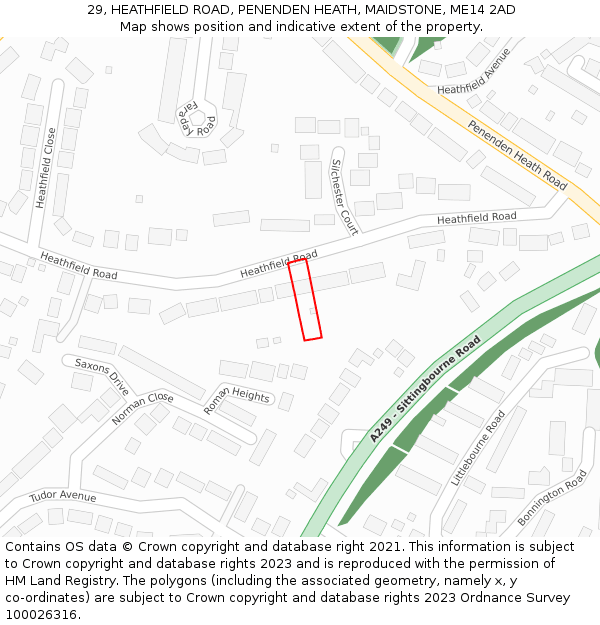 29, HEATHFIELD ROAD, PENENDEN HEATH, MAIDSTONE, ME14 2AD: Location map and indicative extent of plot