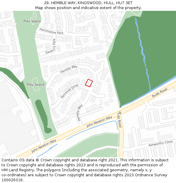 29, HEMBLE WAY, KINGSWOOD, HULL, HU7 3ET: Location map and indicative extent of plot