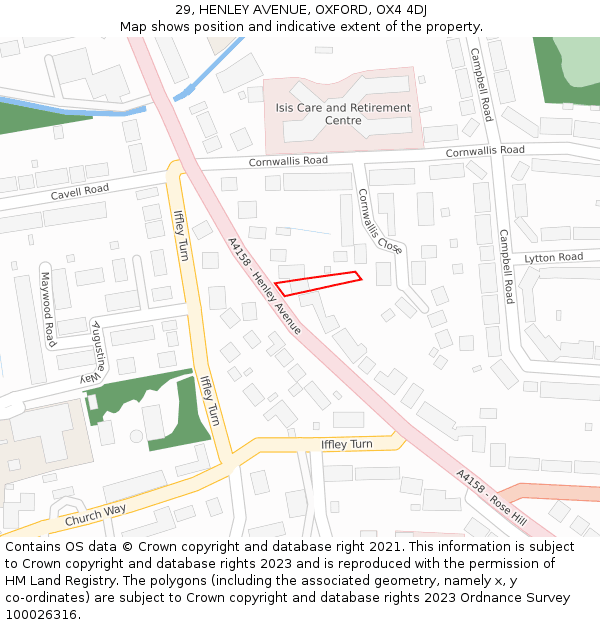 29, HENLEY AVENUE, OXFORD, OX4 4DJ: Location map and indicative extent of plot