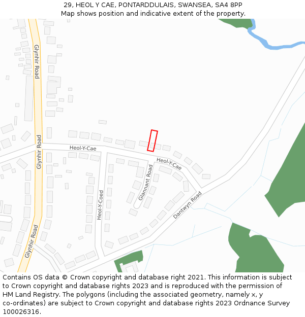 29, HEOL Y CAE, PONTARDDULAIS, SWANSEA, SA4 8PP: Location map and indicative extent of plot