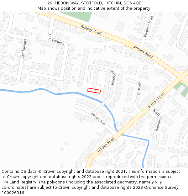 29, HERON WAY, STOTFOLD, HITCHIN, SG5 4QB: Location map and indicative extent of plot