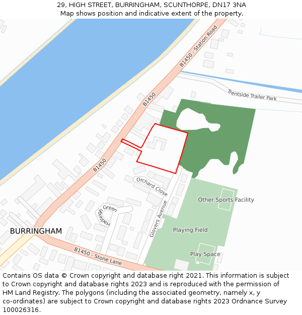 29, HIGH STREET, BURRINGHAM, SCUNTHORPE, DN17 3NA: Location map and indicative extent of plot