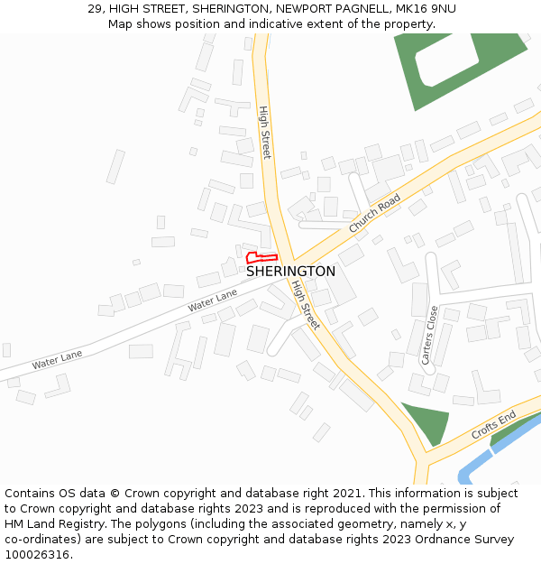 29, HIGH STREET, SHERINGTON, NEWPORT PAGNELL, MK16 9NU: Location map and indicative extent of plot