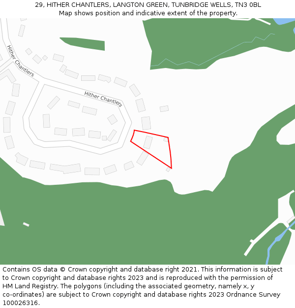 29, HITHER CHANTLERS, LANGTON GREEN, TUNBRIDGE WELLS, TN3 0BL: Location map and indicative extent of plot