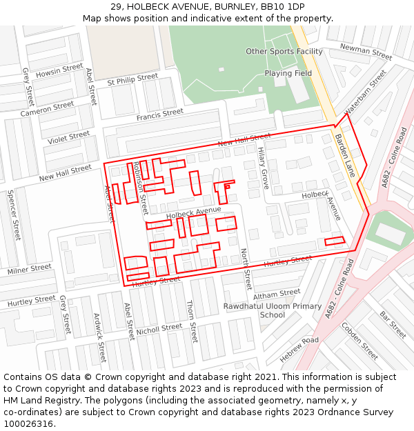 29, HOLBECK AVENUE, BURNLEY, BB10 1DP: Location map and indicative extent of plot