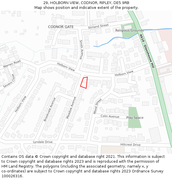 29, HOLBORN VIEW, CODNOR, RIPLEY, DE5 9RB: Location map and indicative extent of plot
