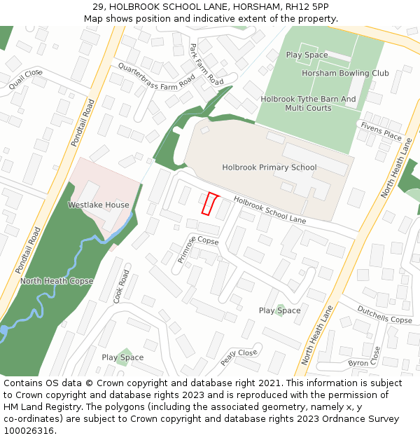 29, HOLBROOK SCHOOL LANE, HORSHAM, RH12 5PP: Location map and indicative extent of plot