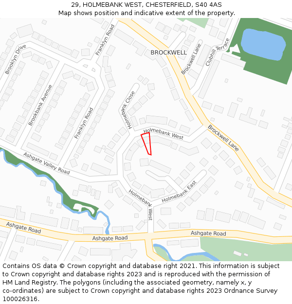 29, HOLMEBANK WEST, CHESTERFIELD, S40 4AS: Location map and indicative extent of plot