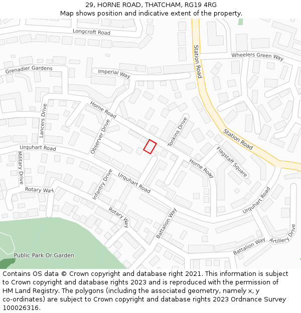 29, HORNE ROAD, THATCHAM, RG19 4RG: Location map and indicative extent of plot