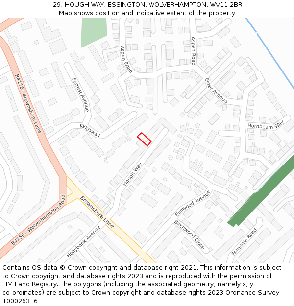 29, HOUGH WAY, ESSINGTON, WOLVERHAMPTON, WV11 2BR: Location map and indicative extent of plot