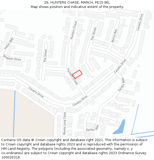 29, HUNTERS CHASE, MARCH, PE15 9EL: Location map and indicative extent of plot