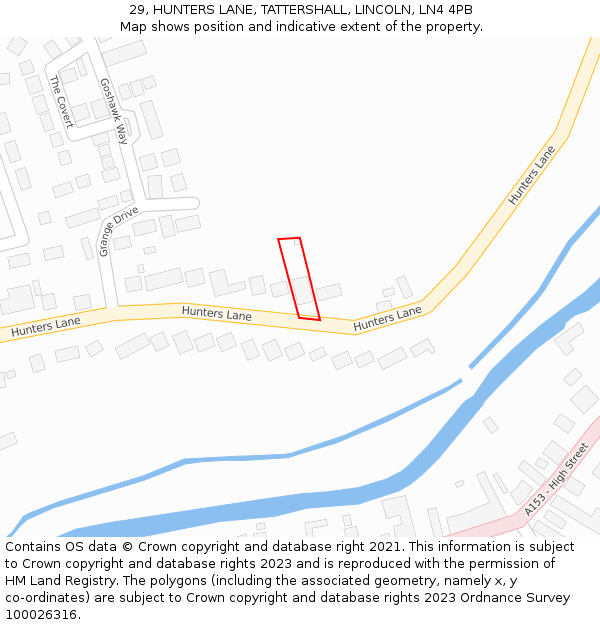 29, HUNTERS LANE, TATTERSHALL, LINCOLN, LN4 4PB: Location map and indicative extent of plot