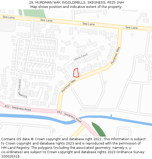 29, HURDMAN WAY, INGOLDMELLS, SKEGNESS, PE25 1NH: Location map and indicative extent of plot