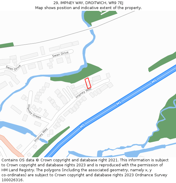 29, IMPNEY WAY, DROITWICH, WR9 7EJ: Location map and indicative extent of plot